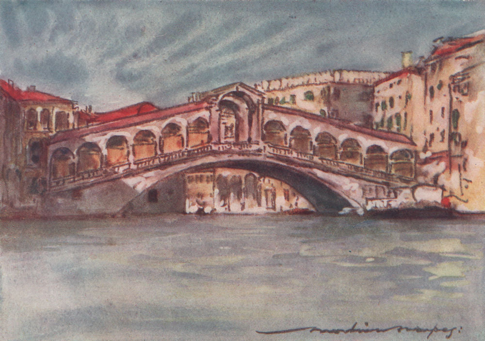 VENEZIA. 'The Rialto' by Mortimer Menpes. Venice 1916 old antique print